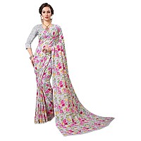 Mermaid Ocean Womens Georgette Saree With Blouse Piece (ME0246_Grey)