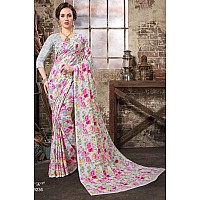 Mermaid Ocean Womens Georgette Saree With Blouse Piece (ME0246_Grey)