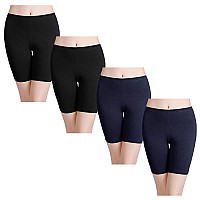 Wirarpa Womens Anti Chafing Cotton Underwear Boy Shorts Long Leg Boyshorts Panties 3 Pack Blackdeep Navy4 Pack Medium