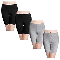 Wirarpa Womens Cotton Underwear Boy Shorts Under Dresses Long Leg Panties Anti Chafe Bloomers Black Grey 4 Pack Size 6