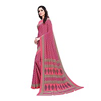 Vimla Womens Pink Crepe Silk Uniform Saree with Blouse