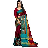 SERONA FABRICS Womens Banarasi Cotton Silk Embroidered Work Saree With Blouse Piece