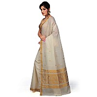 Maxis Womens Kasavu Cotton Saree With Blouse Piece SMALLPCKRCHPALLUCream