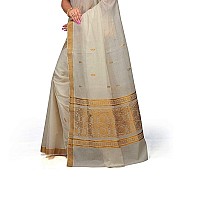 Maxis Womens Kasavu Cotton Saree With Blouse Piece SMALLPCKRCHPALLUCream