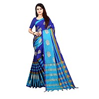 DHRUVI TRENDZ Womens Chanderi Cotton Silk Saree DtS1460BlueOne SizeTurquoise