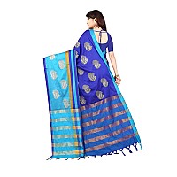 DHRUVI TRENDZ Womens Chanderi Cotton Silk Saree DtS1460BlueOne SizeTurquoise