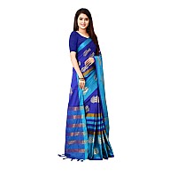 DHRUVI TRENDZ Womens Chanderi Cotton Silk Saree DtS1460BlueOne SizeTurquoise