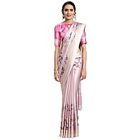 AKHILAM Womens Plain Crepe Saree With Blouse Piece (2FLWR20302 Sarees_Pink)