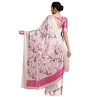 AKHILAM Womens Plain Crepe Saree With Blouse Piece (2FLWR20302 Sarees_Pink)