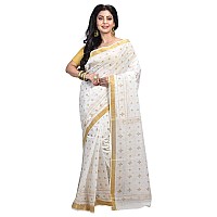 Raj Sarees Womens Traditional Pure Cotton Bengali Handloom Tant Saree without Blouse Piece (333-P-N, Off-White and Yellow)