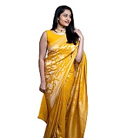 Regolith Designer Sarees women banarasi cotton silk Saree with Jacquard Unstitched blouse Piece Gold