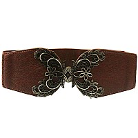 Aya Fashion Womens Pu Leather Elastic Waist Broad Belt Bt0197Brown