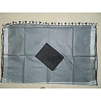 STB-SILK TEXTILES BHAGALPUR Womens Bhagalpuri Linen Slub Saree With Contrast Blouse Piece (BLKSL-GREY)