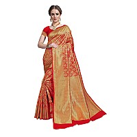 Glory Sarees Womens Kanchipuram Silk Blend Saree (kara102red_Red)