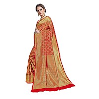 Glory Sarees Womens Kanchipuram Silk Blend Saree (kara102red_Red)