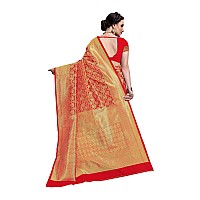 Glory Sarees Womens Kanchipuram Silk Blend Saree (kara102red_Red)