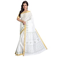 Raj Sarees Womens Baluchari Cotton Saree with Blouse (Off-White)