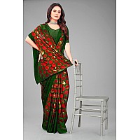 Blue Wish Womens Golden Work Banglori Cotton Saree with Contrast Silk Blouse (Orange)