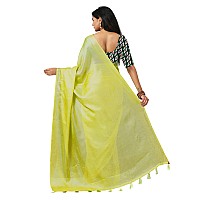 Miraan Womens Jute Cotton Saree with Blouse Piece (SRHIW10, Yellow)