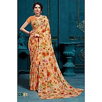 Mermaid Ocean Floral Georgette Saree with Blouse Piece (ME0268_Peach)