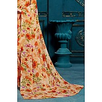 Mermaid Ocean Floral Georgette Saree with Blouse Piece (ME0268_Peach)