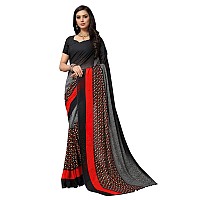 Anand Sarees Black Color Faux Georgette Saree With Unstitched Blouse Piece (1554)