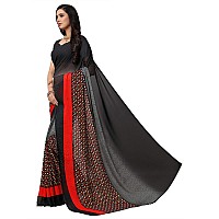 Anand Sarees Black Color Faux Georgette Saree With Unstitched Blouse Piece (1554)