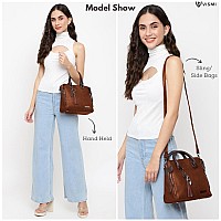 Vismiintrend Tan Leather Sling Satchel Handbag For Women & Girls| Casual Shoulder Bags For Travel, Office, College | Side Purse For Birthday, Anniversary Gift For Wife & Rakhi Gifts For Sister