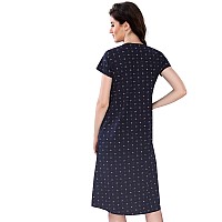 Av2 Womens Cotton Floral Printed Maternity Knee Length Feeding Nighty Navyblue Small