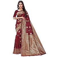 C J Enterprise Women Pure Kanjivaram Soft Silk Saree Banarasi Design Wear Pattu Sarees Latest Party Cotton Sari collections With Blouse Piece for Wedding sadi new ladies 2023 2024 (Pari120) (Maroon)