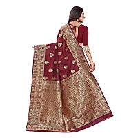 C J Enterprise Women Pure Kanjivaram Soft Silk Saree Banarasi Design Wear Pattu Sarees Latest Party Cotton Sari collections With Blouse Piece for Wedding sadi new ladies 2023 2024 (Pari120) (Maroon)