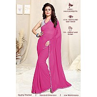 SOURBH Womens Georgette Sari with Mirror Border (10020-Light Pink, Silver)