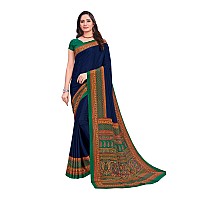 Vimla Womens Blue Crepe Silk Uniform Saree with Blouse Blue 1210