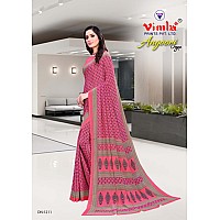 Vimla Womens Pink Crepe Silk Uniform Saree with Blouse