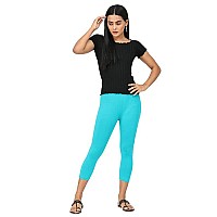 Robinbosky Premium Cotton Lycra Stretchable Capris Leggings Sarubablue