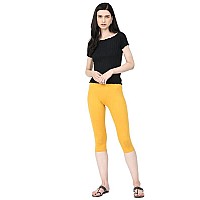 Robinbosky Premium Cotton Lycra Stretchable Capris Leggings Ssunyellow