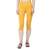 Robinbosky Premium Cotton Lycra Stretchable Capris Leggings Ssunyellow