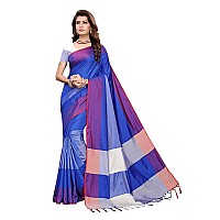 DHRUVI TRENDZ Womens Cotton Silk Saree (Dt-S1484_Blue_One Size_Blue)