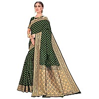 Glory Sarees Womens Banarasi Silk Saree With Blouse Piece (kara128_darkgreen_Dark Green)