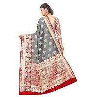 Silk Zone Womens Heavy Banarasi Art Silk Saree With Unstitched Blouse Piece(Grey)