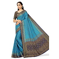 MIMOSA Women Patola Style Art Silk Saree Color: Blue (4573-2528-2D-An-Ny)