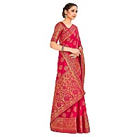 MIMOSA Womens Kanchipuram style Art Silk Saree (Red)