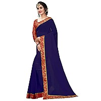 Online Bazaar Womens Jacquard Faux Georgette Saree With Unstitched Blouse Piece (2278_multicolour)