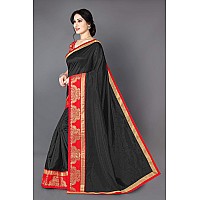 SOURBH Womens Woven Silk Blend Saree With Contrast Blouse Piece (11861_Black)