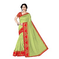 SOURBH Womens Woven Silk Blend Saree With Contrast Blouse Piece (11865_Light Green)