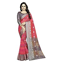 Shreeji Designer Womens Pure Cotton Jacquard Saree With Blouse Piece 2267 (Pink2)