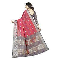 Shreeji Designer Womens Pure Cotton Jacquard Saree With Blouse Piece 2267 (Pink2)