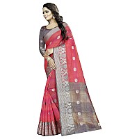 Shreeji Designer Womens Pure Cotton Jacquard Saree With Blouse Piece 2267 (Pink2)