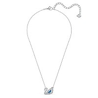 Swarovski Dancing Swan necklace, Blue, Rhodium plated