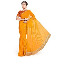 Womanista Womens Mukaish Embellished Chiffon Saree with Jacquard Blouse TI1184Yellow